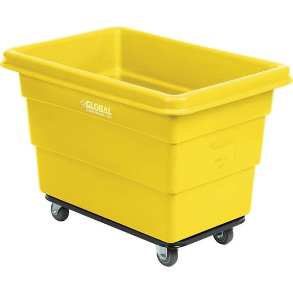 Global Industrial Plastic Bulk Box Truck 6 Bushel Steel Chassis Base Yellow