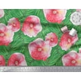 thumbnail image 2 of Soimoi Green Cotton Duck Fabric Palm Leaves & Periwinkle Floral Printed Fabric 1 Yard 42 Inch Wide, 2 of 3