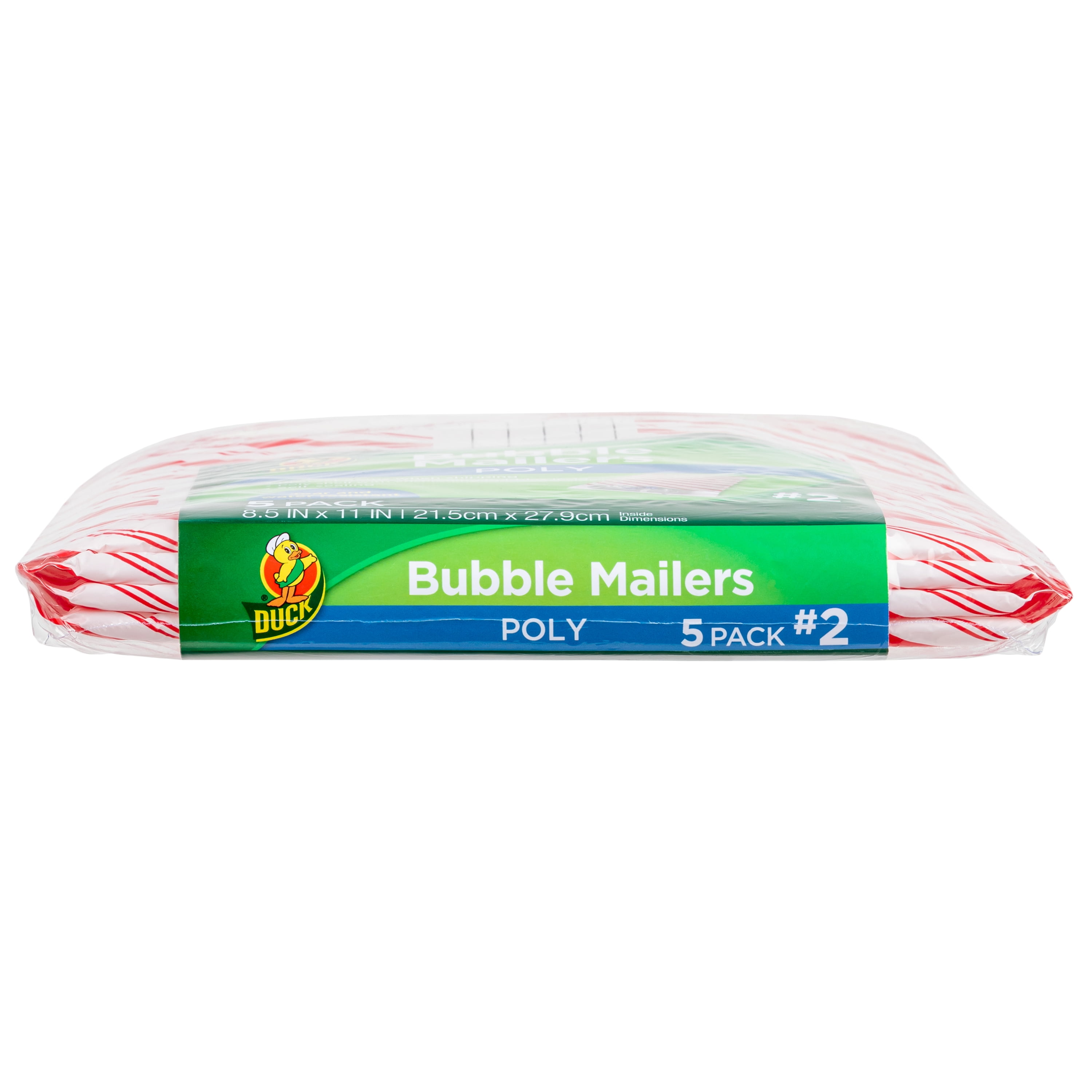 Duck Self-Seal Poly Bubble Mailer #2, 8.5" x 11", Candy Cane Print, 5 Pack