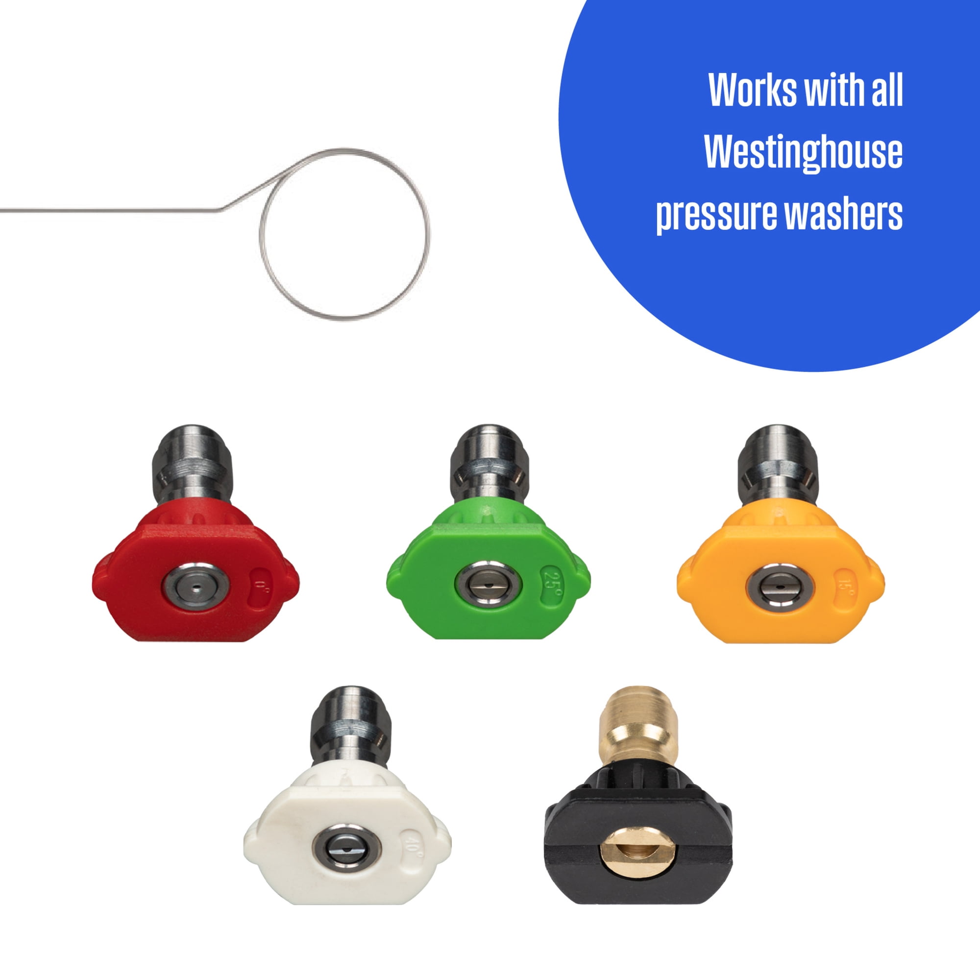 Westinghouse 5-Piece Quick Connect Pressure Washer Nozzle Kit, 1/4" Universal Fit for All Westinghouse Gas & Electric Pressure Washers