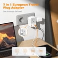 thumbnail image 2 of US to Europe Type C Travel Plug Adapter with 4 Outlets 3 USB Ports (1 USB C PD 20W), Foldable International Wall Charger, Gray & White, 2 of 7