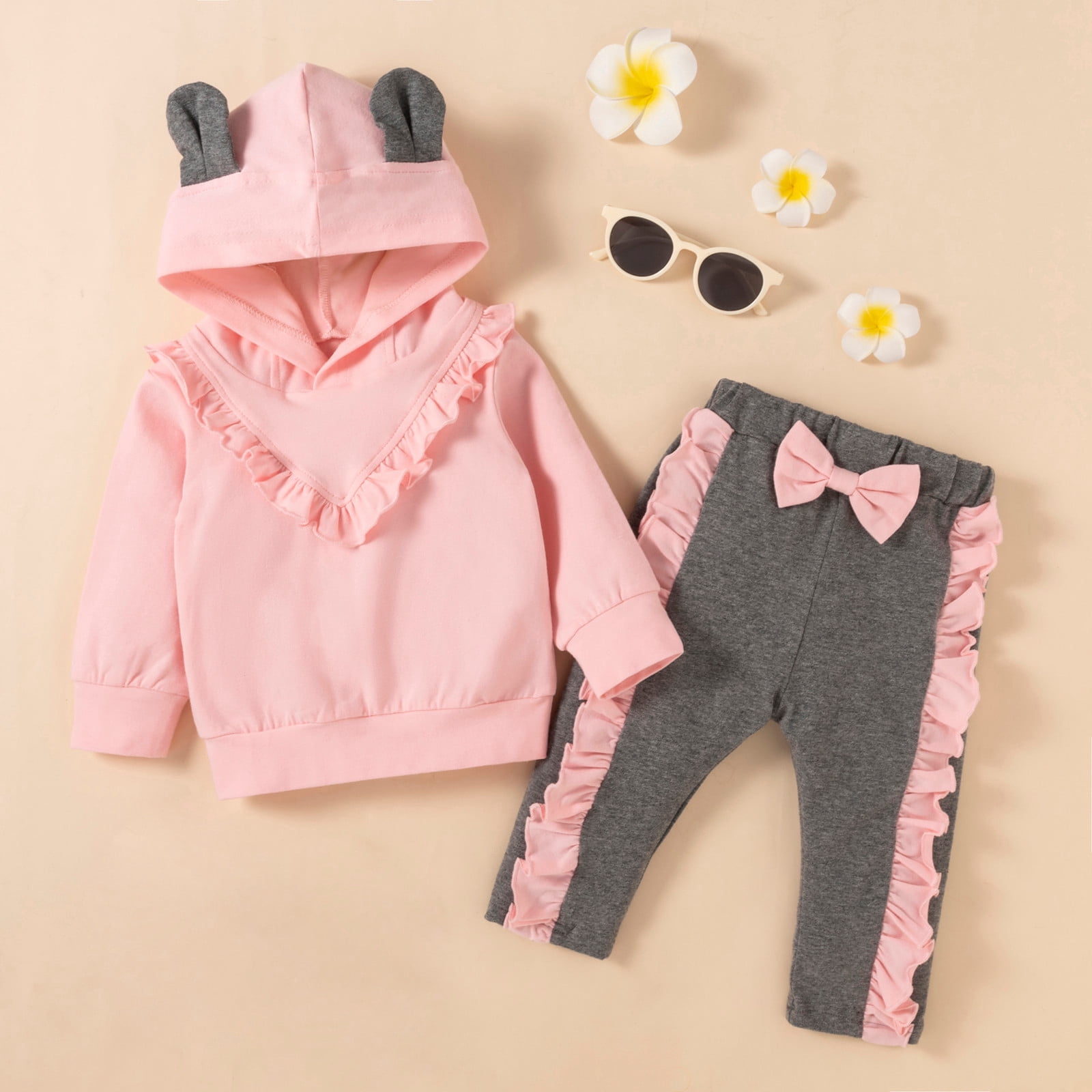 Durtebeua Baby Toddler Girl Clothes Outfits Romper Ruffle Floral Pants Cute Toddler Baby Girl 3-9 Months
