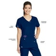 thumbnail image 4 of BARCO Grey's Anatomy Women's Cora Top, Crossover V-Neck Medical Scrub Top w/ 4 Pockets & Tulip Sleeves Indigo XL, 4 of 7
