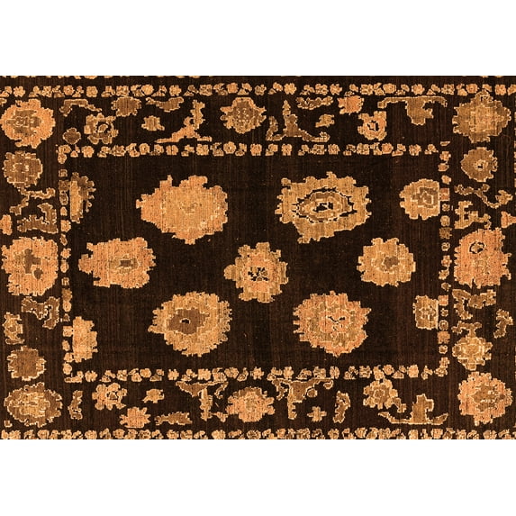 Ahgly Company Indoor Rectangle Abstract Orange Modern Area Rugs, 5' x 7'