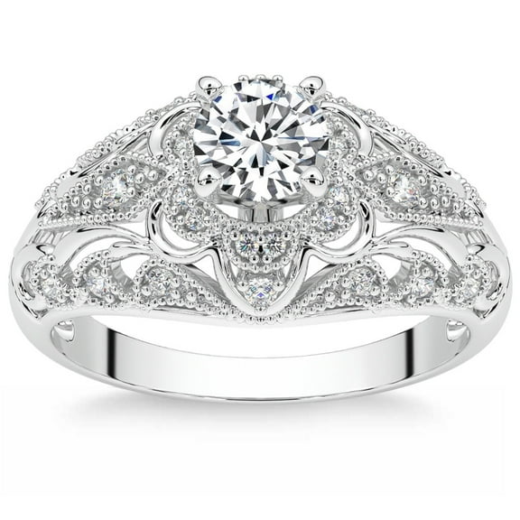 Pompeii 1 1/2Ct Diamond Vintage Engagement Ring 14k Gold Lab Grown (G/H,VS2-SI1)
