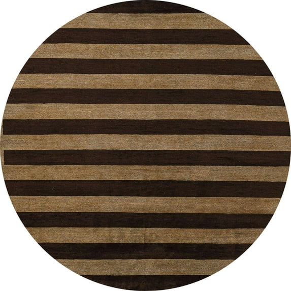 Ahgly Company Indoor Round Abstract Light Brown Abstract Area Rugs, 7' Round