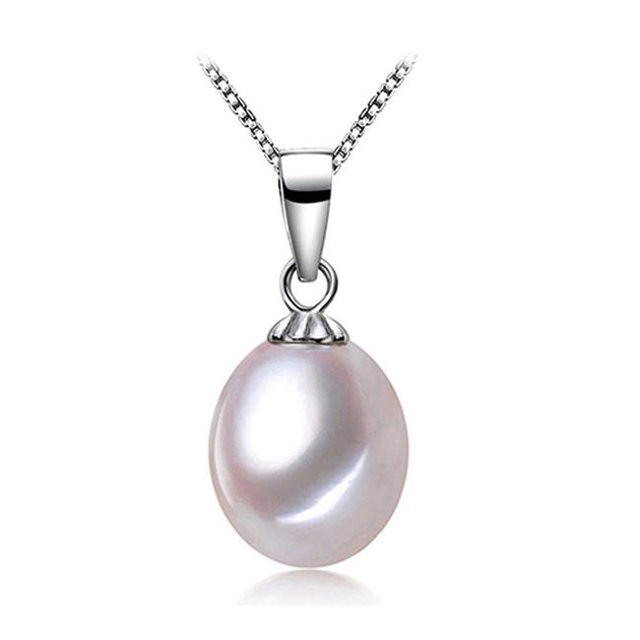 Pendentif Solitaire Perles d'Eau Douce en Argent Sterling.925