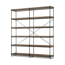Medium Brown Wood And Iron Shelving Unit With 5 Tray Shelves Medium Brown Wood And Iron Shelving Unit With 5 Tray Shelves