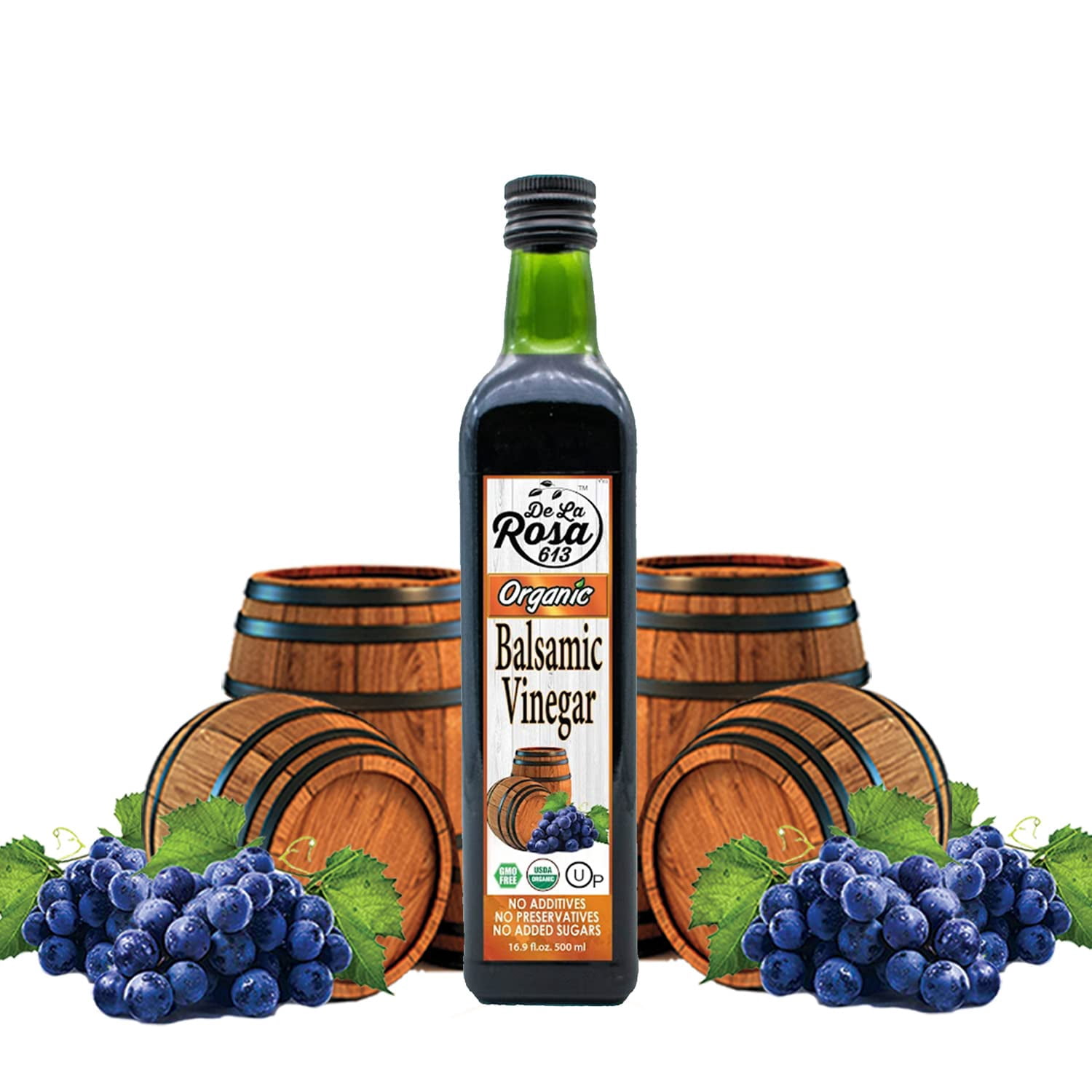 De La Rosa613 Organic Balsamic Vinegar, Kosher, Vegan & Gluten-Free, 16.9 Oz