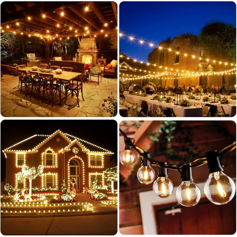 Brightown G40 Outdoor String Lights LED 25feet Patio Lights with 27 LED Shatterproof Bulbs(2 Spare), Waterproof Globe Hanging Lights Fo