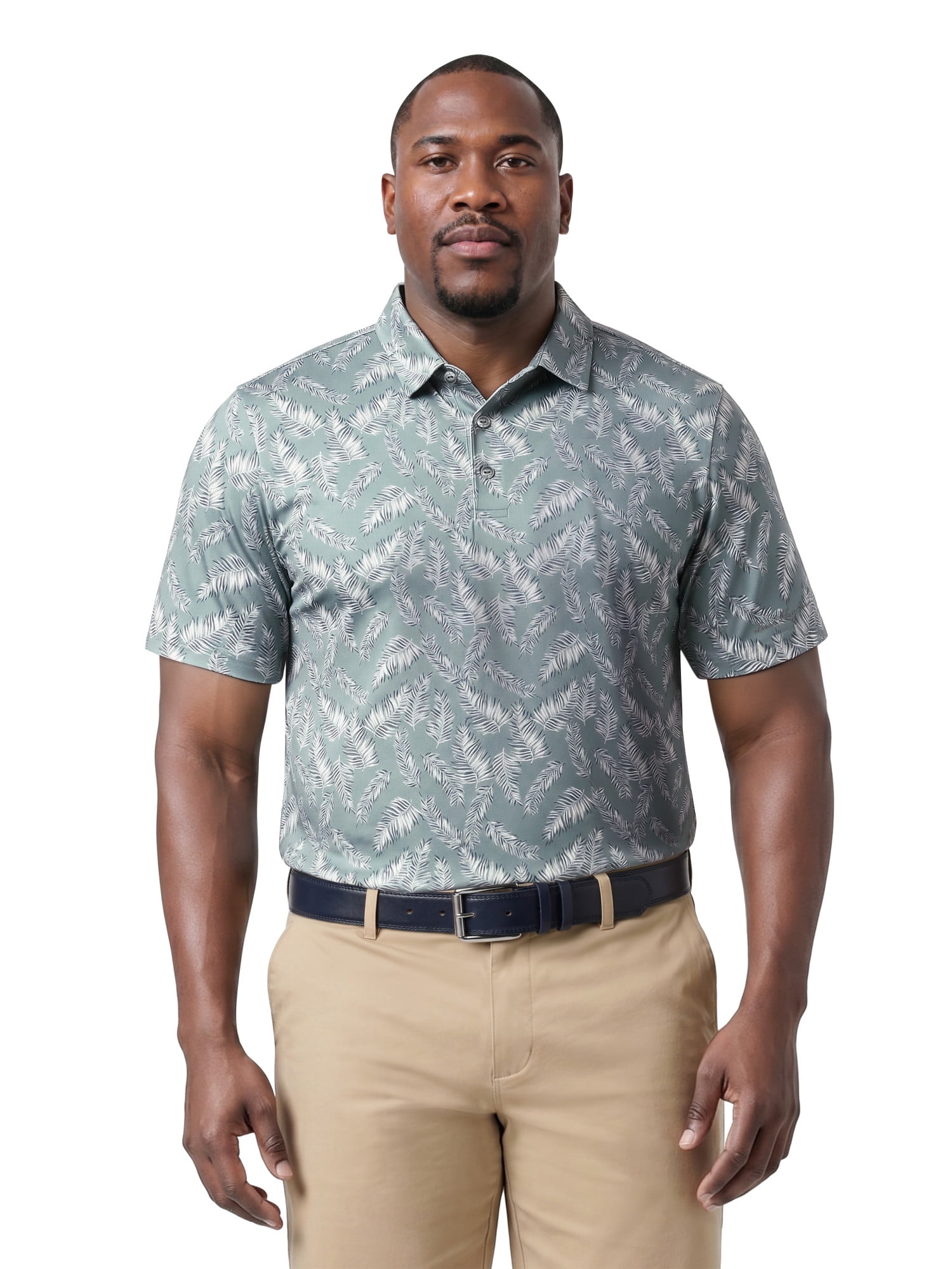 Ben Hogan Performance Men's & Big Men's Fall Leaf Print Short Sleeve Polo Shirt, Sizes S-4XLT