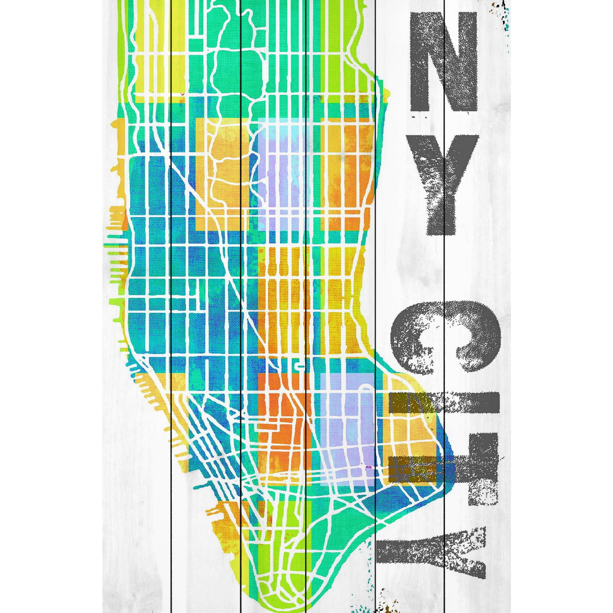 "NY City" Painting Print on White Wood