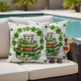 thumbnail image 4 of St Patrick's Day Outdoor Waterproof Pillow Covers, Lucky Shamrock Leaf Books Coffee Cups Wooden Decorative Square Throw Pillowcase Sofa Cushion Sham for Patio/Couch/Chair, 18"x18" 2 Pack, 4 of 8