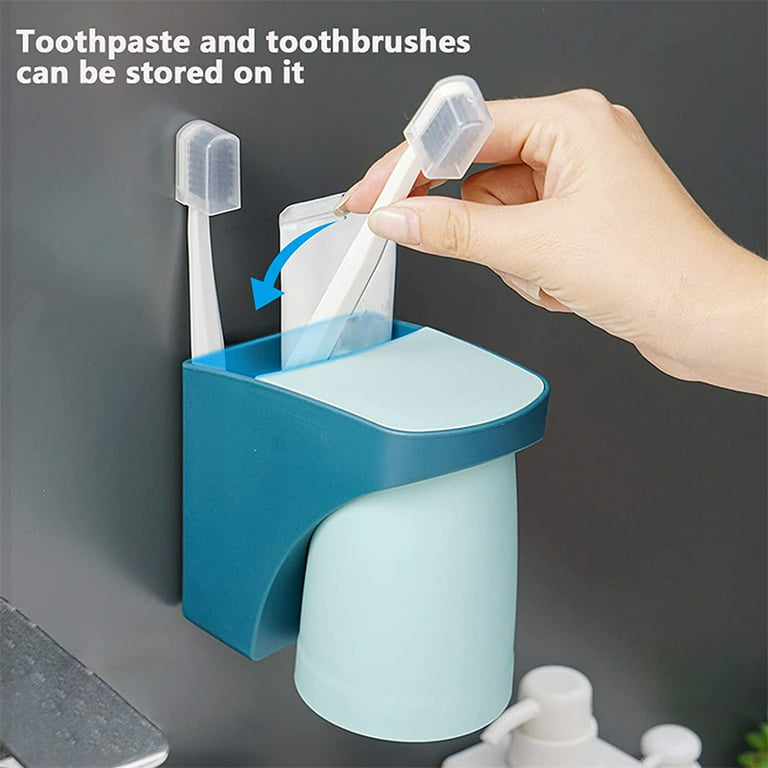 Toothbrush Holder With Cup Holder Bathroom Organizer Toothpaste