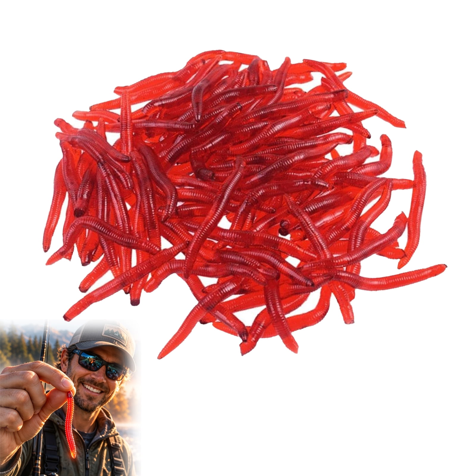 Simulation Earthworm Soft Fishing Lures Shrimp-Scented Artificial Baits Ribbed Flexible Fake Worms with Realistic Segmented Action for Freshwater & Saltwater Bass Walleye & Angling