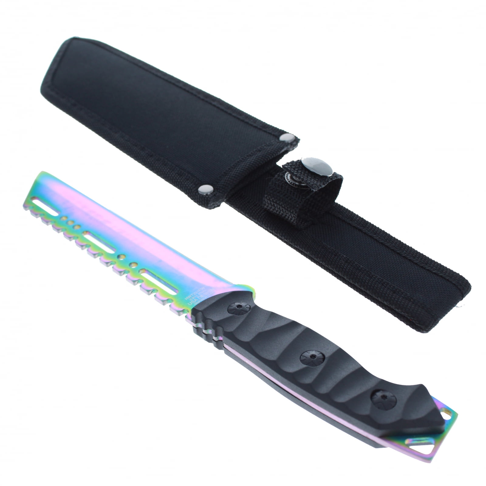 ASR Outdoor Full Tang Hunting Knife ABS Handle Fixed Blade Rainbow Design