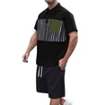 thumbnail image 5 of Yaoyar Mens Round Neck Button Detail Short Sleeve Top with Drawstring Elastic Waist Shorts Casual Two Piece Set Coordinated Outfit, 5 of 7