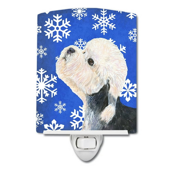 Caroline's Treasures SS4641CNL Dandie Dinmont Terrier Winter Snowflakes Holiday Ceramic Night Light, 6x4x3", multicolor