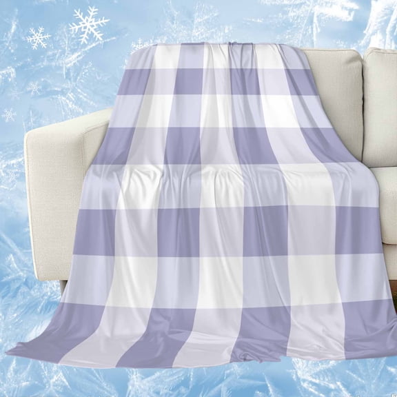 Purple Plaid Cooling Blanket,Lightweight Breathable Summer Throw Blanket with Double Sided Cold Effect,Spring Summer Farmhouse Buffalo Checkered Picnic Blankets Bed Sheet for Hot Sleepers 60"x80"