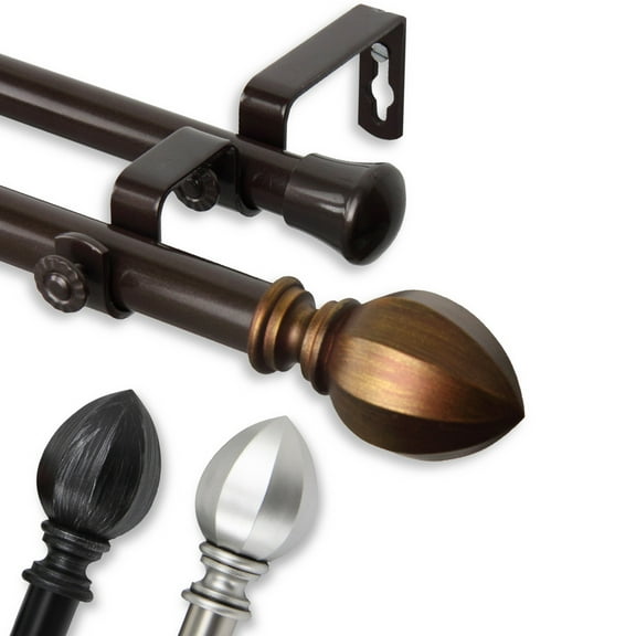 Contemporary Home Living 126" Chocolate Brown Solid Contemporary Double Curtain Rod