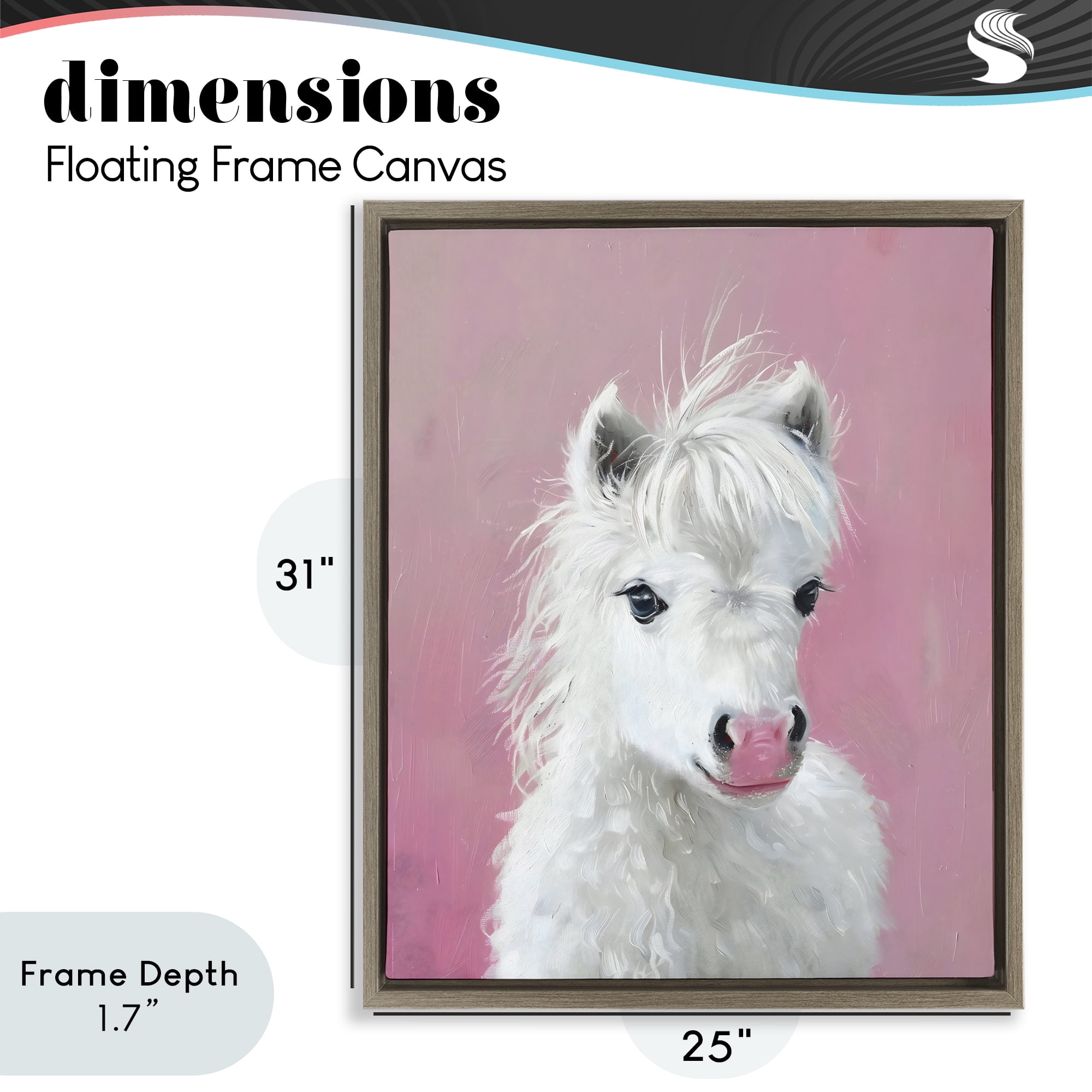 Stupell Industries Gentle White Pony Brown Framed Floater Canvas Wall Art, design by The Prints Vibe