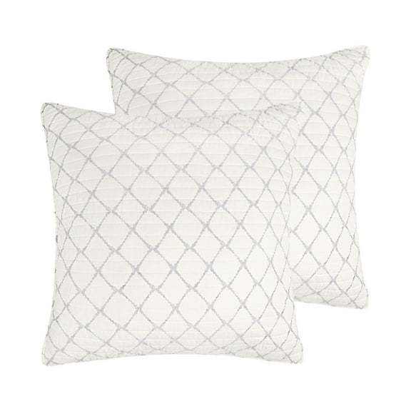 Levtex Home - Becker Taupe - Euro Sham Set of 2 - Diamond - Grey and Cream - (26x26in.) - Reversible - Cotton