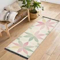 Yayeee Hallway Runner Rug 2'x6' Non Slip Machine Washable with Rubber Backing, Light Pink Geometric