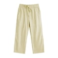 thumbnail image 5 of KyCheLot Girls Summer Pants Cotton Linen Capris Comfy Lounge Drawstring Waist Crop Pants with Pockets 4-14Years, 5 of 7