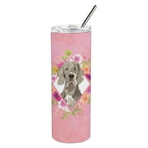 Carolines Treasures CK4205TBL20 Weimaraner Pink Flowers Stainless Steel 20 oz Skinny Tumbler 20 oz multicolor