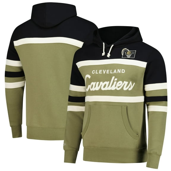 Men's Mitchell & Ness Olive/Black Cleveland Cavaliers Double Clutch Head Coach Hoodie