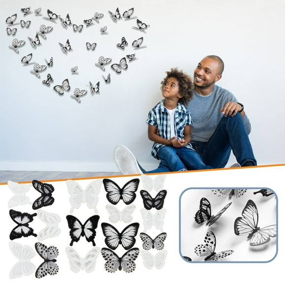 MORESEC 18 Pcs Simulation PVC Butterfly Decals for Home Bedroom Decoration, Removable 3D Butterfly Stickers for Wall and Furniture