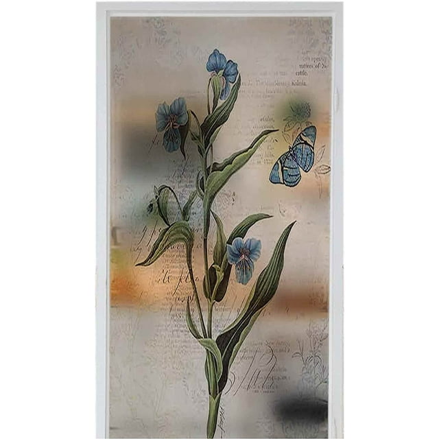 3D Privacy Home Bathroom Window Film Sticker Self Adhesive lass Decor Watercolor Fall Texture Old Paper. 17.7" x 39" Privacy Window Film