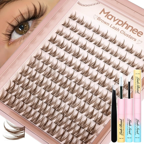 Lash Clusters Kit de extensiones de pestañas Mavphnee Fairy Lash Anime, color marrón