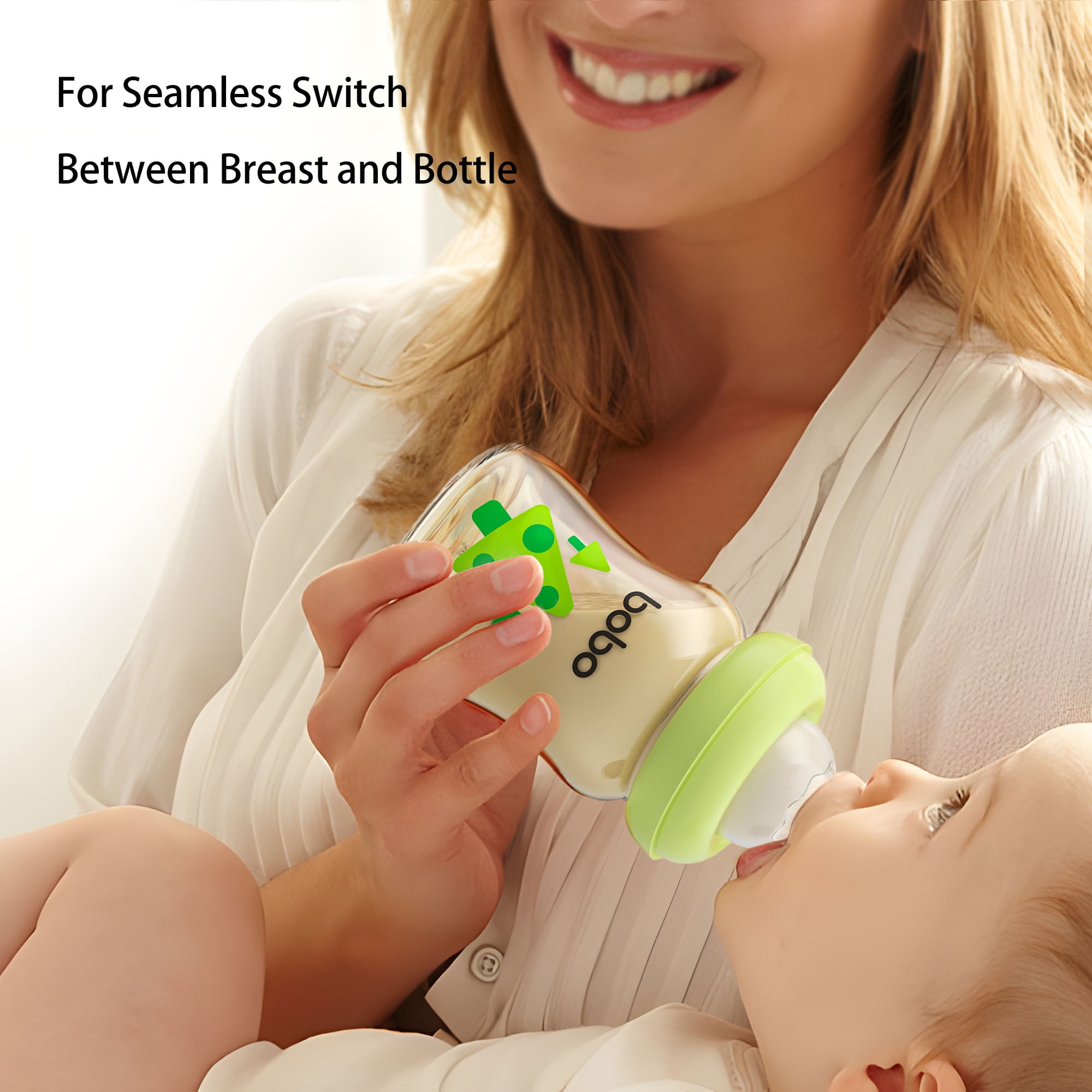 YOHKOH 5.4oz Baby Bottles,Mushroom Cap,Wide-neck,Natural Flow Nipple,0-3m+ Infant,Green
