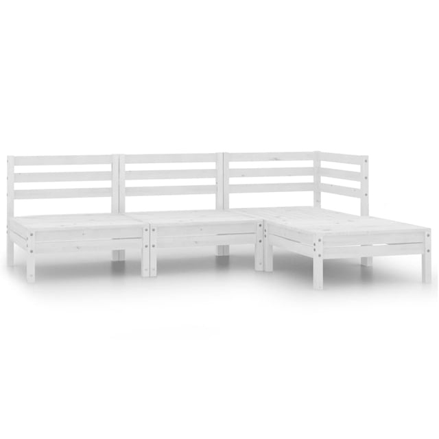 vidaXL Ensemble de Salon de Jardin 4 Pcs Pin Massif Blanc