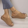 thumbnail image 5 of Women's New Summer Plus-size Floral Wedge One-line Beach Sandals Summer Sandals Brown 41, 5 of 8