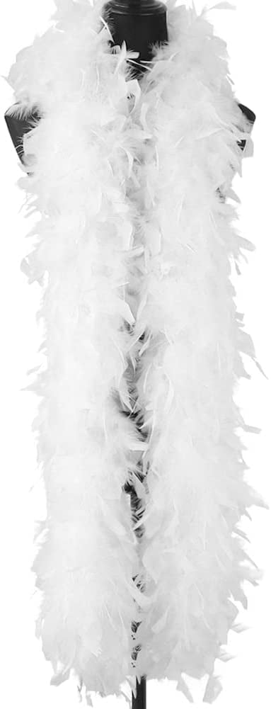 Turkey Feather Boa - Large White with Opal Lurex Turkey Feather Boa,  Costume Feather Boa, Carnival, Burlesque, Showgirl, Halloween ZUCKER®