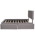 thumbnail image 4 of Upholstered Bed Frame, Queen Size Platform Bed with 2 Drawers and 1 Pull-out Trundle, Modern Storage Bed with Tufted Headboard and Sturdy Slats Support, No Box Spring Needed, Gray, 4 of 7