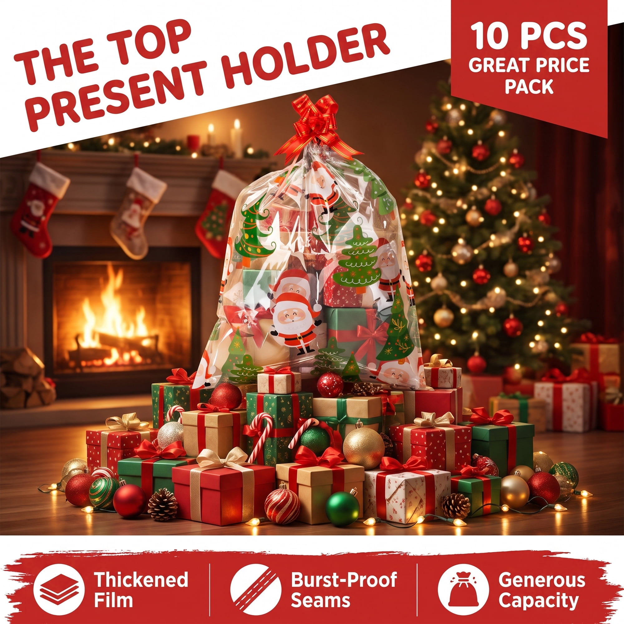 Unique Bargains 10Pcs Gift Bags for Present Packaging Old Man Pattern 17.7" x 23.6"