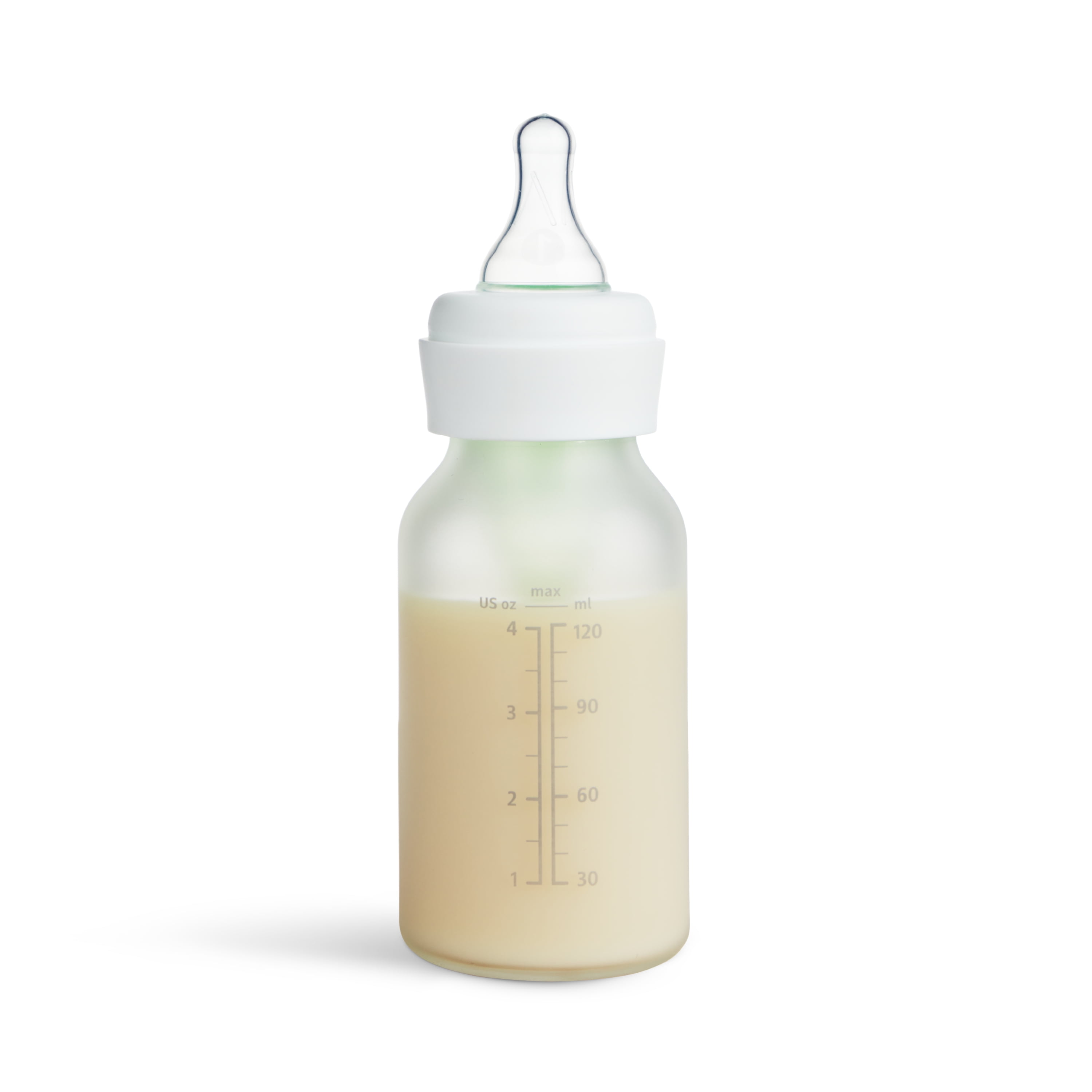 Munchkin Bond™ Silicone Coated Glass Baby Bottles - Anti-Colic Feeding System with Natural Feel Nipples, 4 ounce, 2 Pack, White