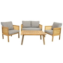 Sunnydaze Sanibel 4-Piece Acacia Outdoor Conversation Set, Tan/Gray