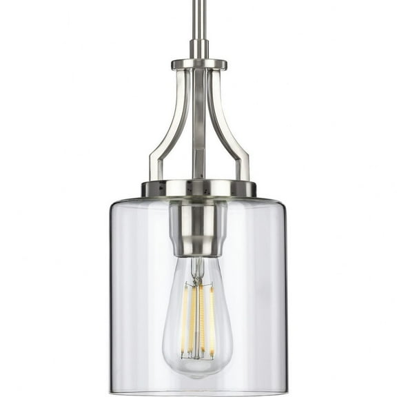 P500208-009-Progress Lighting-Lassiter - 12.5 Inch Height - Pendants Light - 1 Light - Cylinder Shade - Line Voltage-Brushed Nickel Finish
