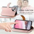 thumbnail image 5 of Feishell for iPhone 15 Case,RFID Blocking Wallet Case for Women Men,Premium PU Leather Credit Card Holder Zipper Pocket Magnetic Buckle Flip Kickstand Phone Case with Wrist Strap,Pink, 5 of 10