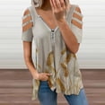 thumbnail image 2 of Fall Wheat Womens Summer V Neck Zipper Top Short Sleeve T Shirt Off Shoulder Top Casual Classy Loose Shirts, 2 of 7