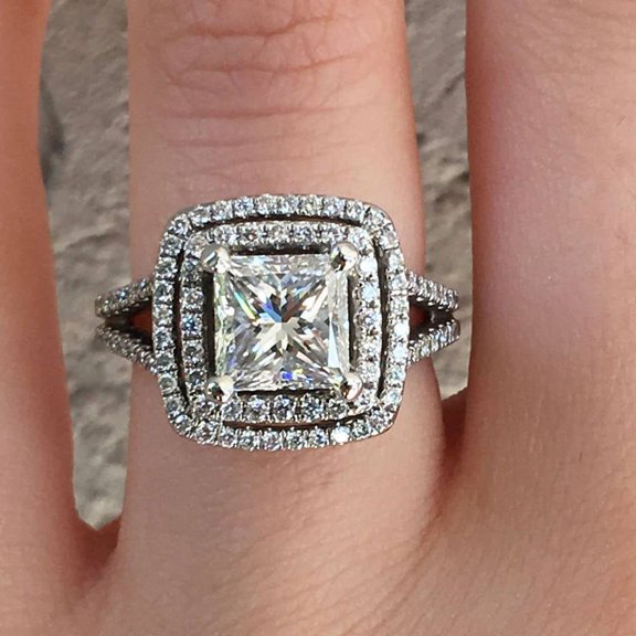 Women's Natural Zircon Square Diamond Ring