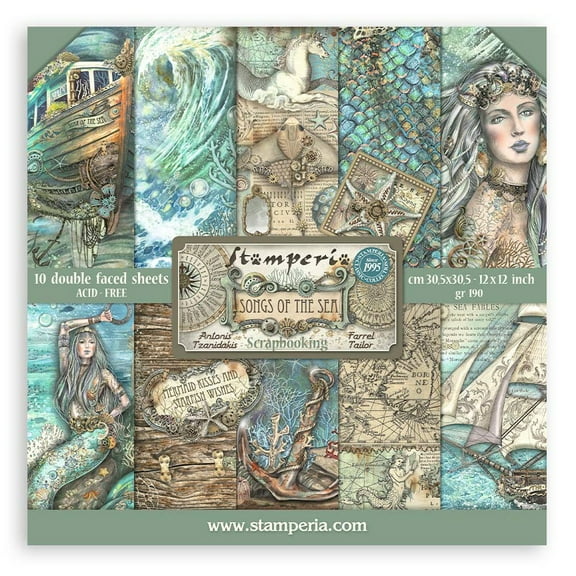 Stamperia Double-Sided Paper Pad 12"X12" 10/Pkg-Songs Of The Sea, 10 Designs/1 Each
