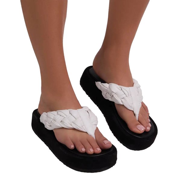 Fankiway Nouvelles Sandales d'Été Décontractées pour l'Extérieur à Talon Moyen pour Femmes, à Bride Unique, à Talon Compensé