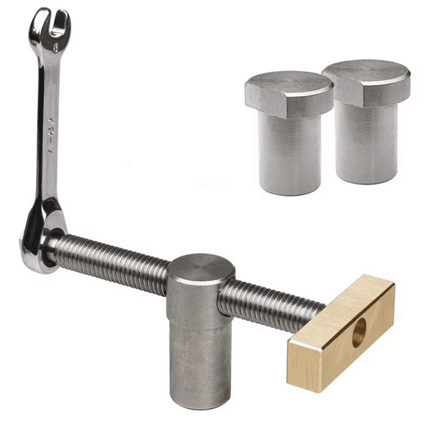 Abrazadera de Banco de 19 mm, Abrazadera de Orificio de 3/4 Pulgada, de Banco de Trabajo Ajustable para Carpintería, Acero Inoxidable y Latón