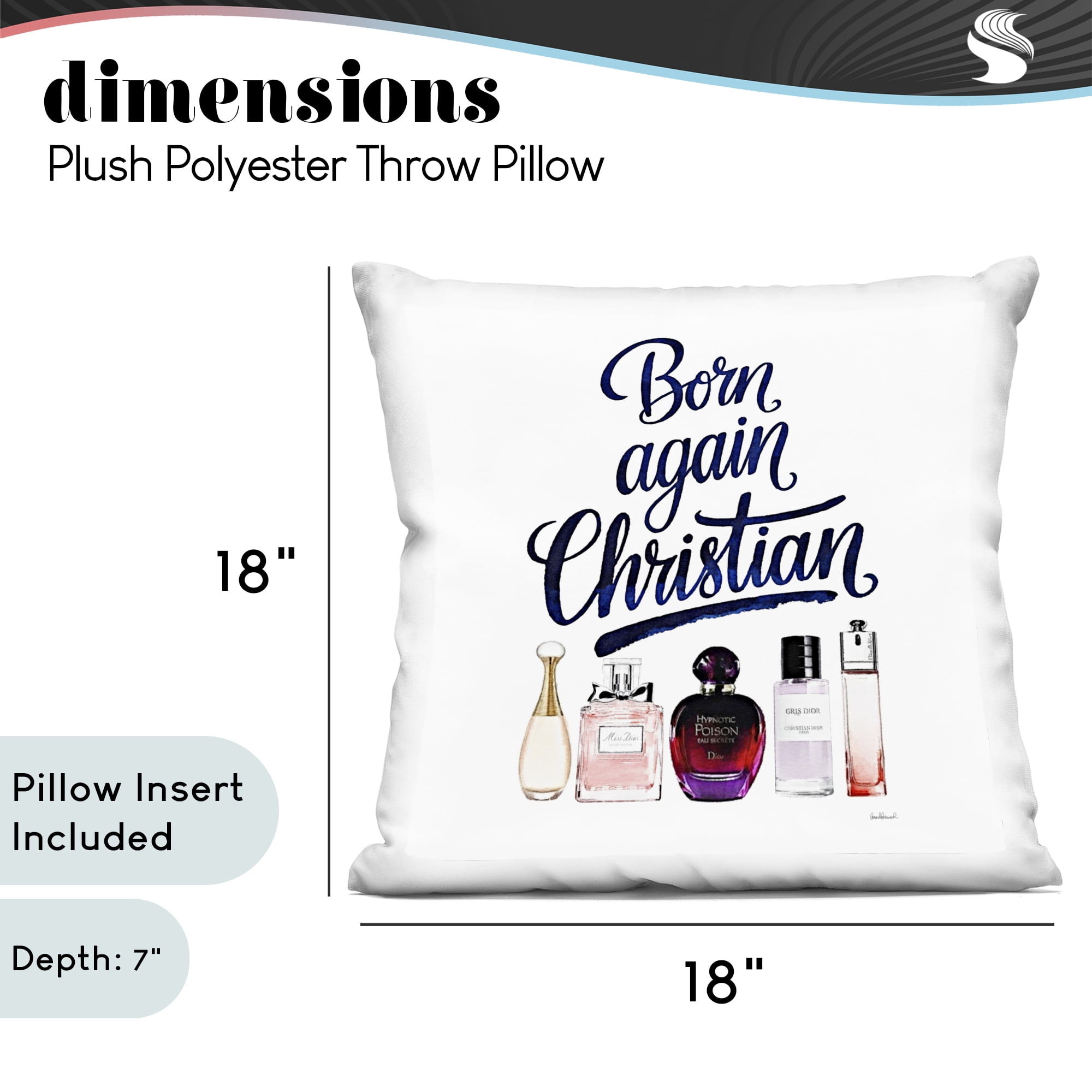 Stupell Industries Born Again Christian Fragrances Decorative Printed Throw Pillow, design by Amanda Greenwood, 18 x 7 x 18