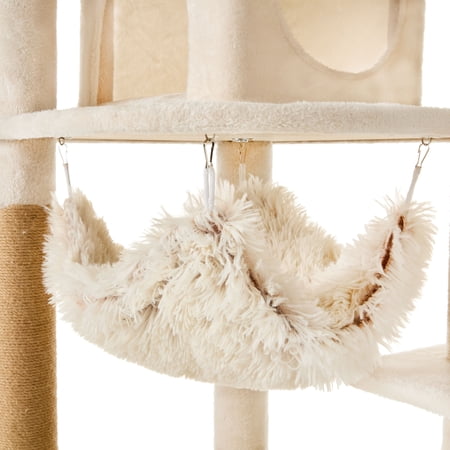 VIBRANT LIFE 73″ LARGE MULTI-FUNCTIONAL CAT TREE WITH CONDO, HAMMOCK AND SCRATCHING POSTS, BEIGE